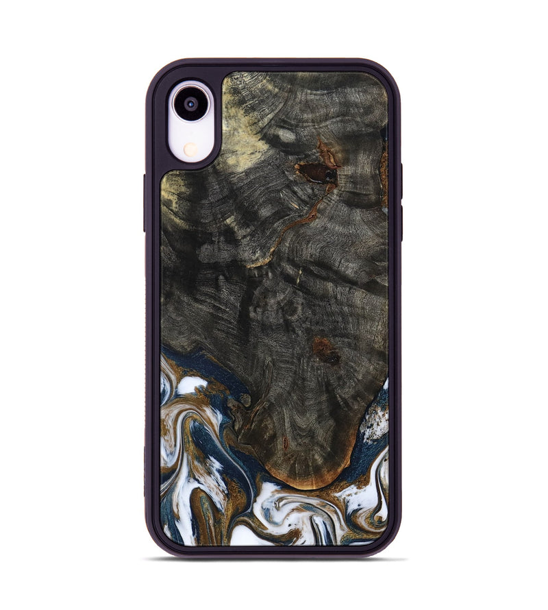 iPhone Xr Wood Phone Case - Tracee (Teal & Gold, 801675)