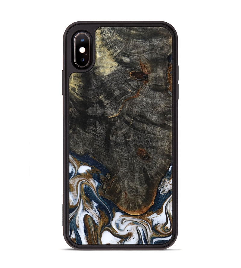 iPhone Xs Max Wood Phone Case - Tracee (Teal & Gold, 801675)