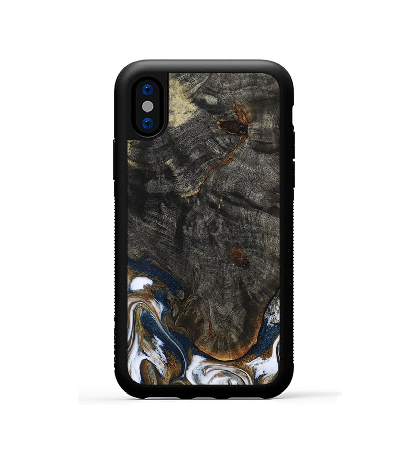 iPhone Xs Wood Phone Case - Tracee (Teal & Gold, 801675)