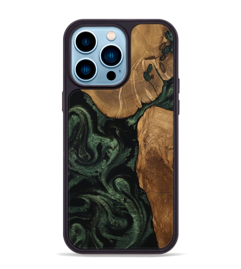 iPhone 14 Pro Max Wood Phone Case - Cleve (Ancient Olive, 801691)