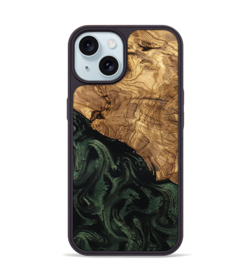 iPhone 15 Wood Phone Case - Johan (Ancient Olive, 801699)