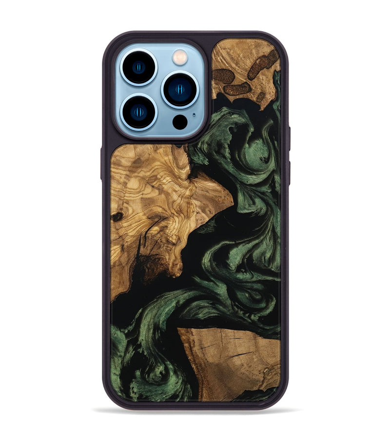 iPhone 14 Pro Max Wood Phone Case - Mayme (Ancient Olive, 801715)