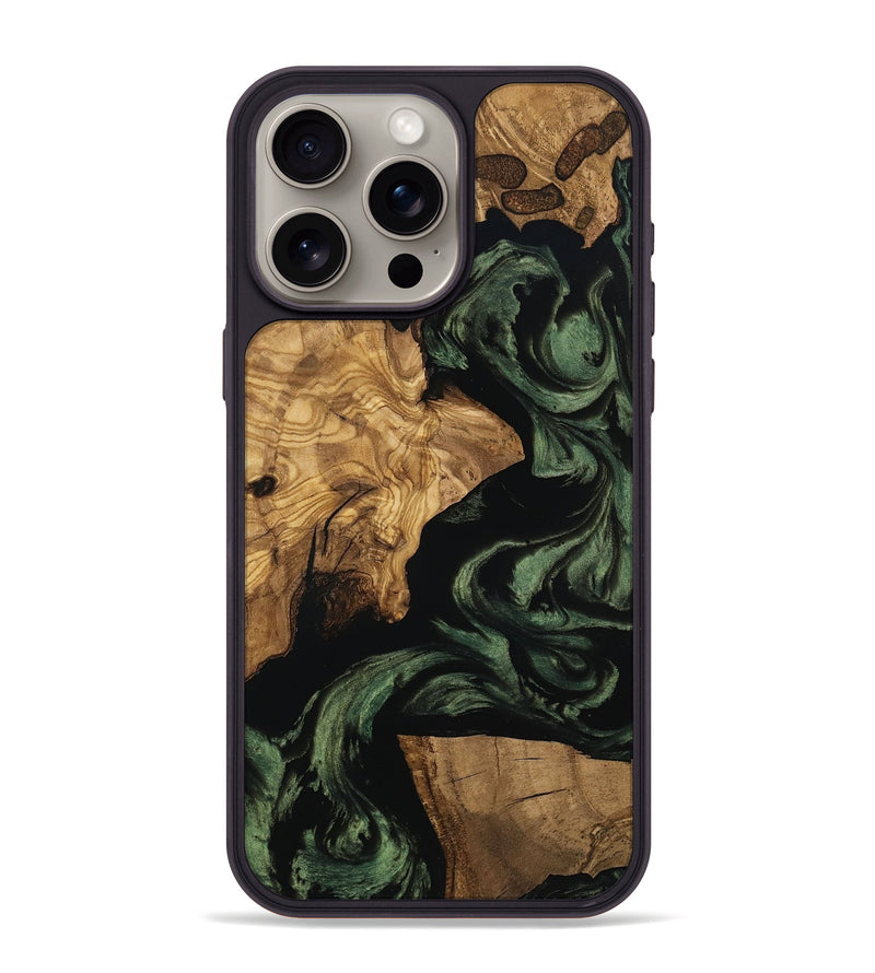 iPhone 15 Pro Max Wood Phone Case - Mayme (Ancient Olive, 801715)