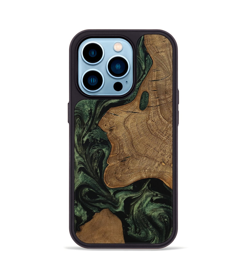 iPhone 14 Pro Wood Phone Case - Burl (Ancient Olive, 801718)