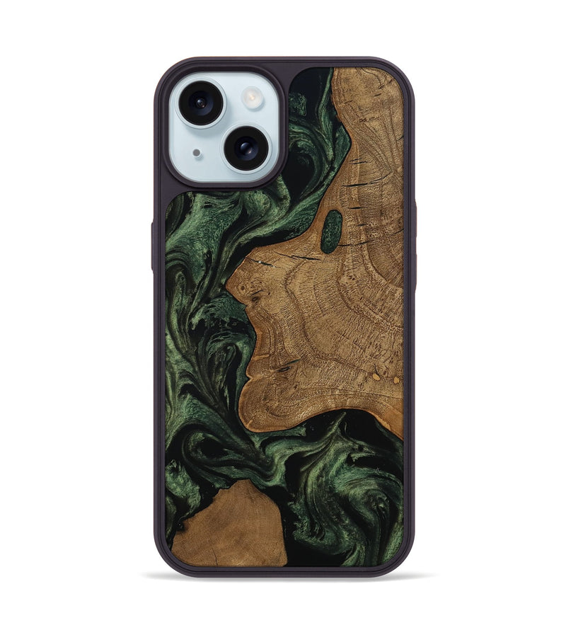 iPhone 15 Wood Phone Case - Burl (Ancient Olive, 801718)