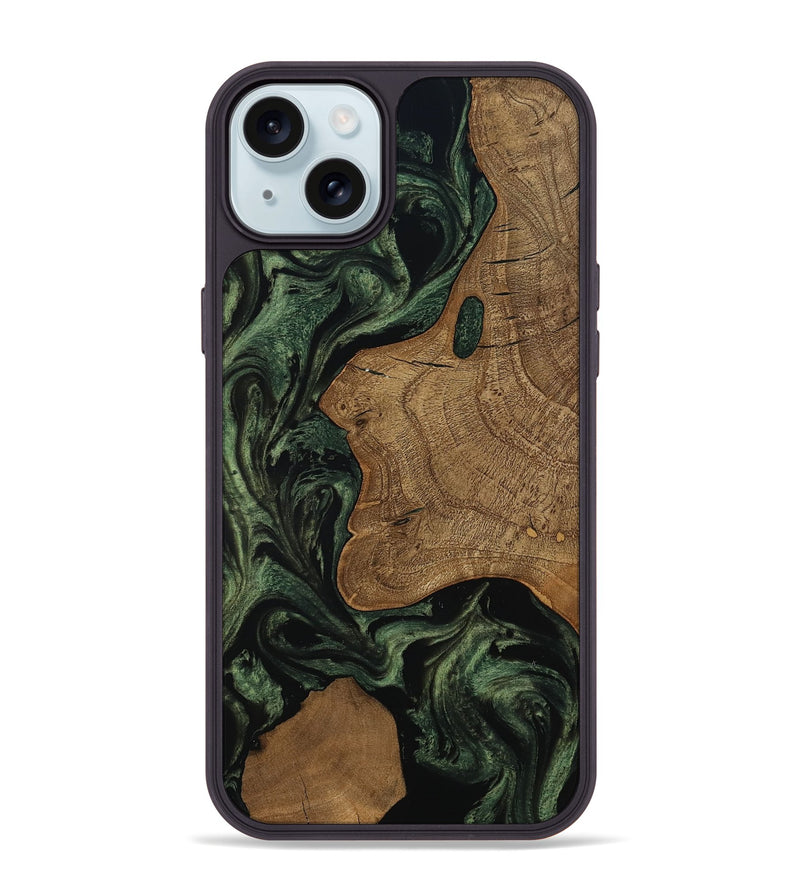 iPhone 15 Plus Wood Phone Case - Burl (Ancient Olive, 801718)