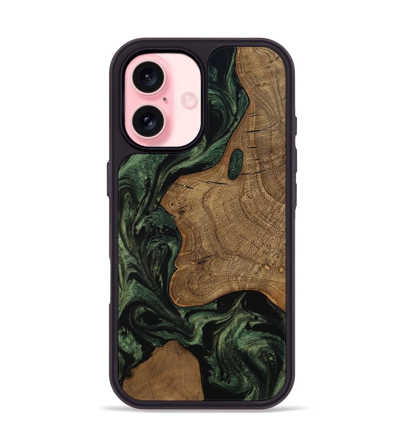 iPhone 16 Wood Phone Case - Burl (Ancient Olive, 801718)