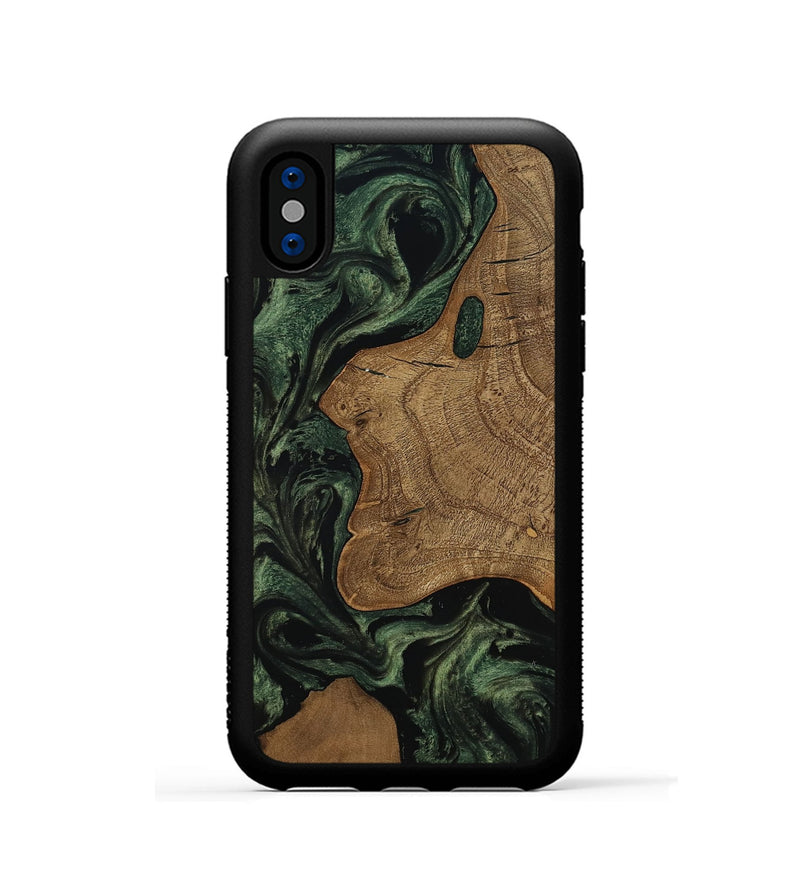 iPhone Xs Wood Phone Case - Burl (Ancient Olive, 801718)