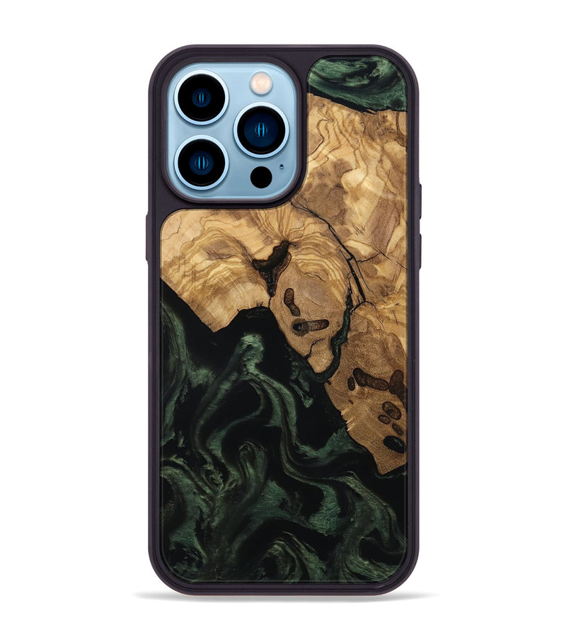 iPhone 14 Pro Max Wood Phone Case - Leilany (Ancient Olive, 801720)