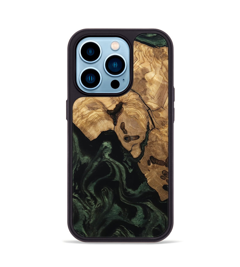 iPhone 14 Pro Wood Phone Case - Leilany (Ancient Olive, 801720)