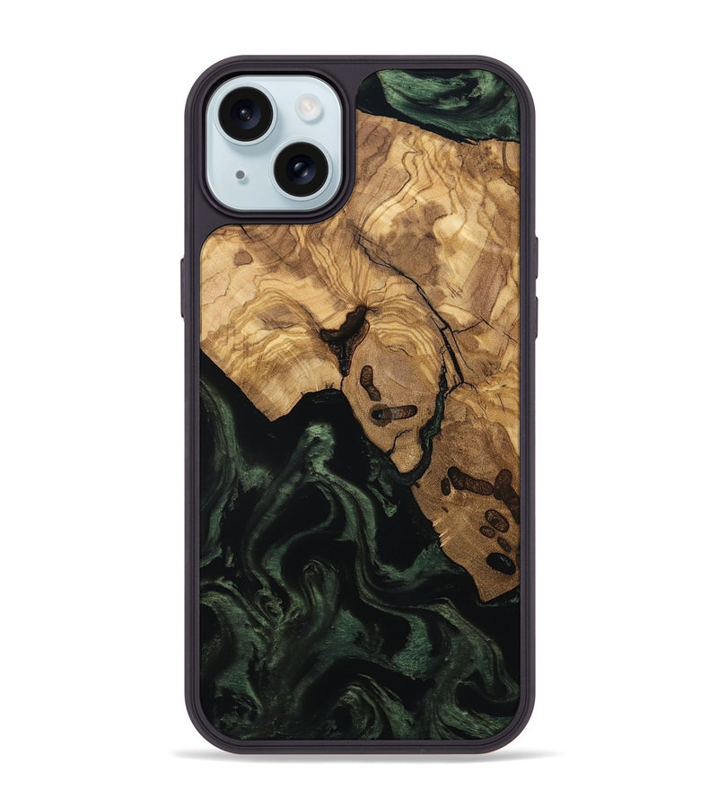 iPhone 15 Plus Wood Phone Case - Leilany (Ancient Olive, 801720)