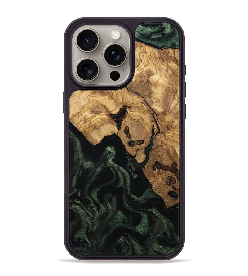 iPhone 16 Pro Max Wood Phone Case - Leilany (Ancient Olive, 801720)