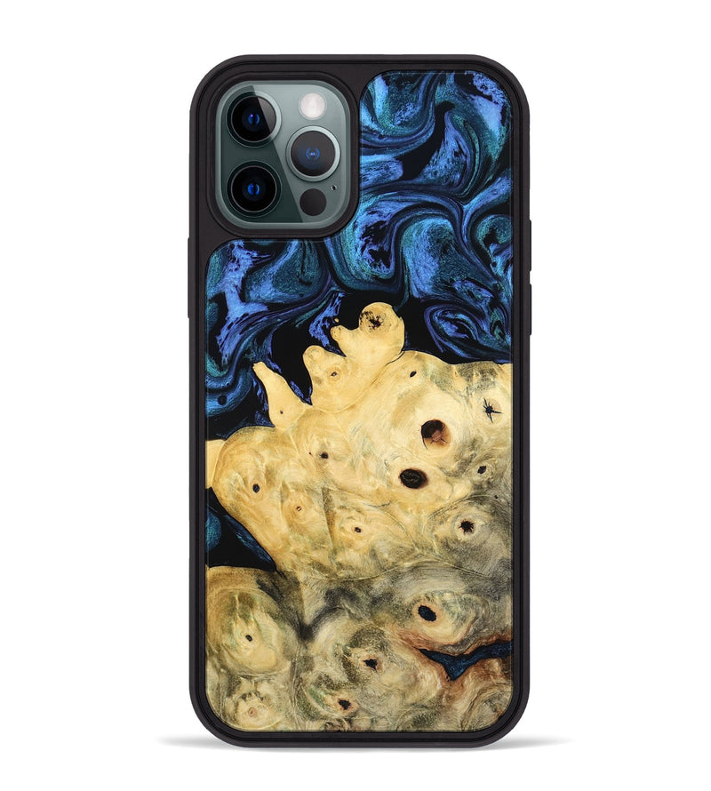 iPhone 12 Pro Max Wood Phone Case - Davian (Blue, 801727)