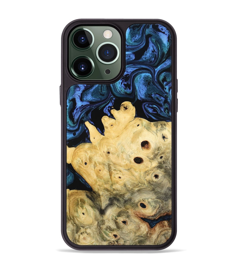 iPhone 13 Pro Max Wood Phone Case - Davian (Blue, 801727)