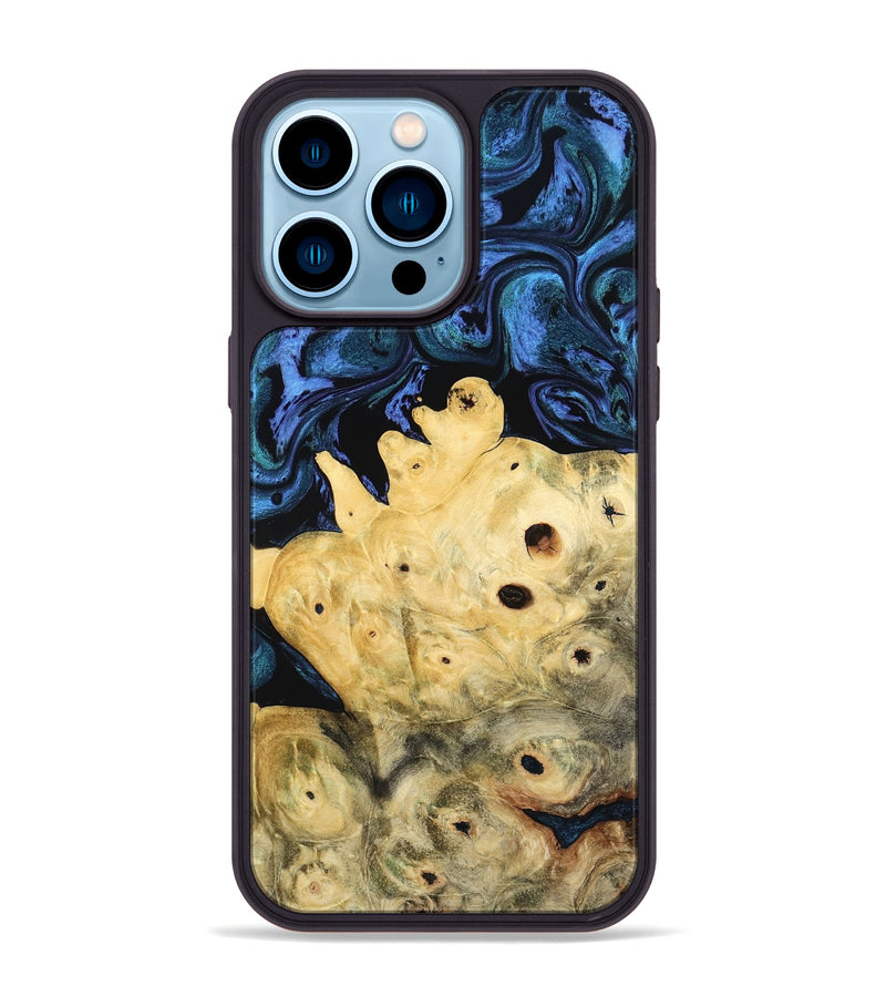 iPhone 14 Pro Max Wood Phone Case - Davian (Blue, 801727)