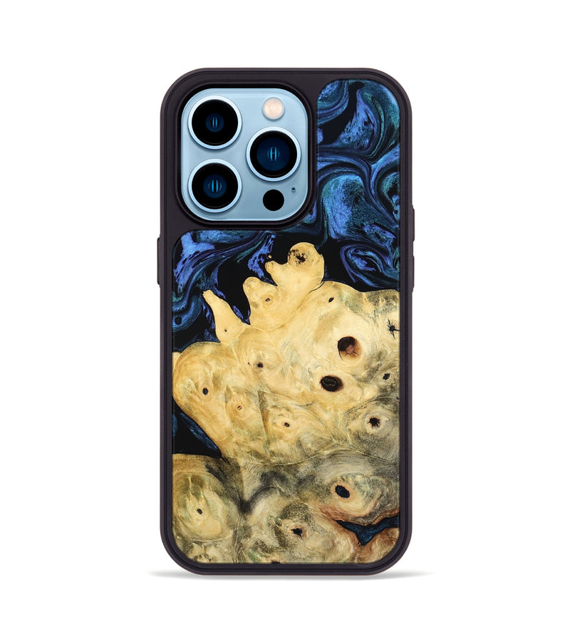 iPhone 14 Pro Wood Phone Case - Davian (Blue, 801727)