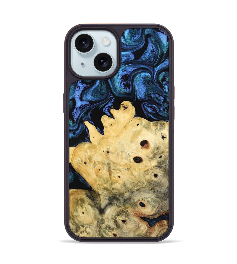 iPhone 15 Wood Phone Case - Davian (Blue, 801727)
