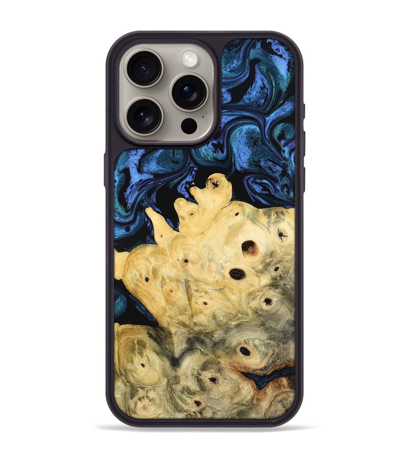 iPhone 15 Pro Max Wood Phone Case - Davian (Blue, 801727)
