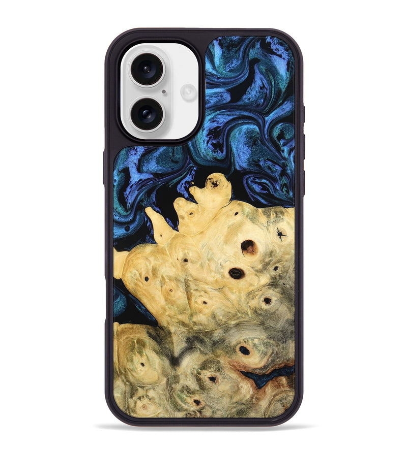 iPhone 16 Plus Wood Phone Case - Davian (Blue, 801727)