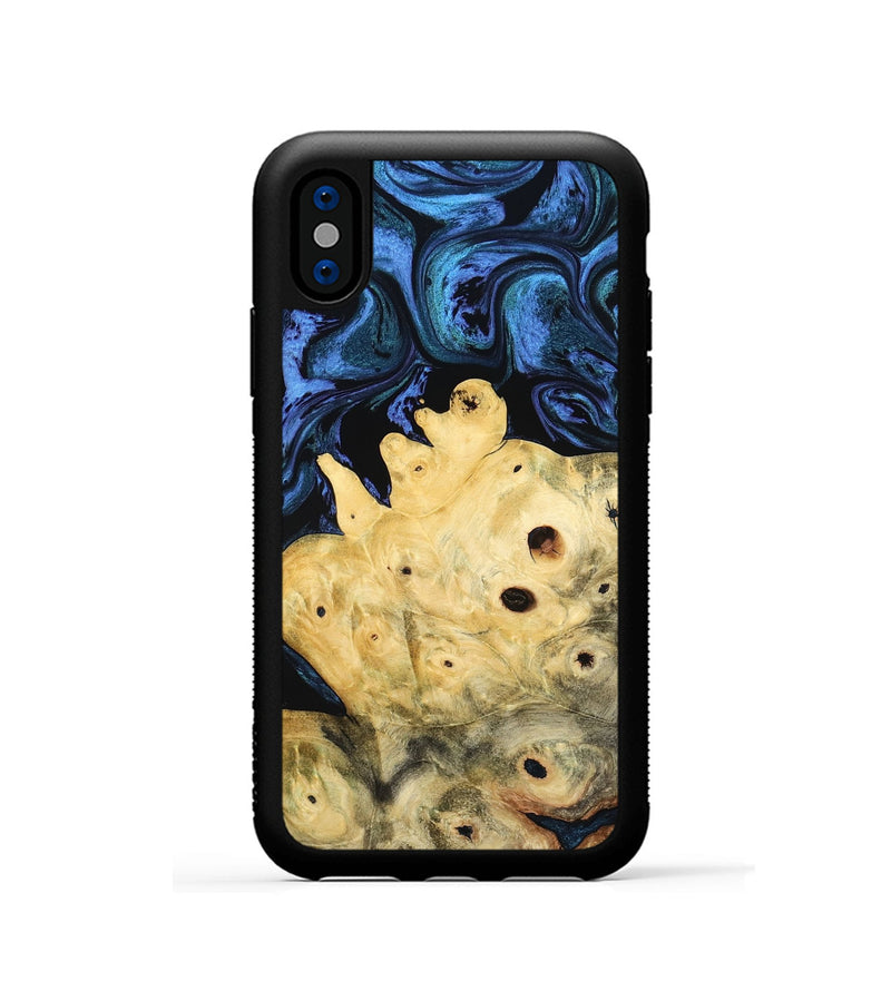 iPhone Xs Wood Phone Case - Davian (Blue, 801727)