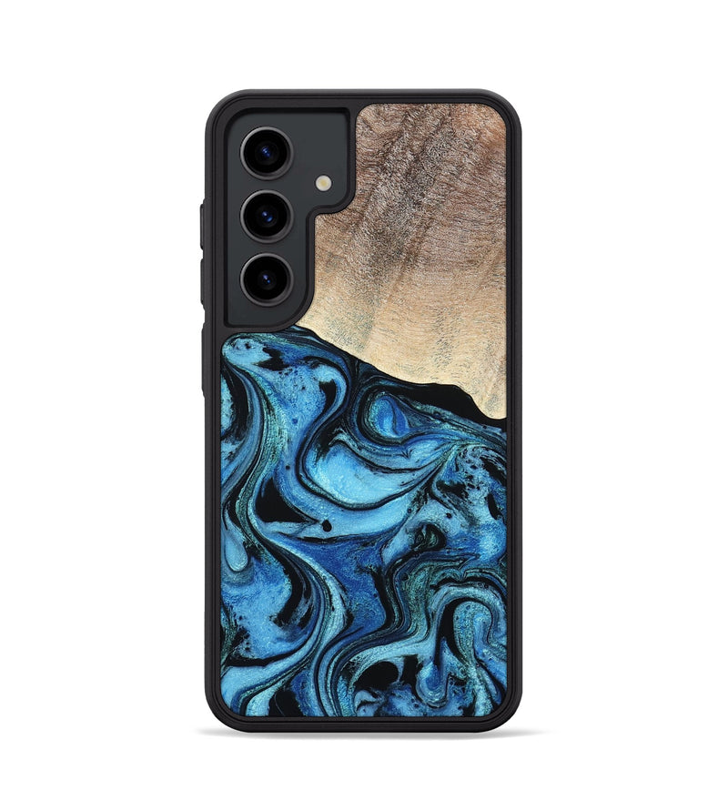 Galaxy S24 Wood Phone Case - Elza (Blue, 801735)