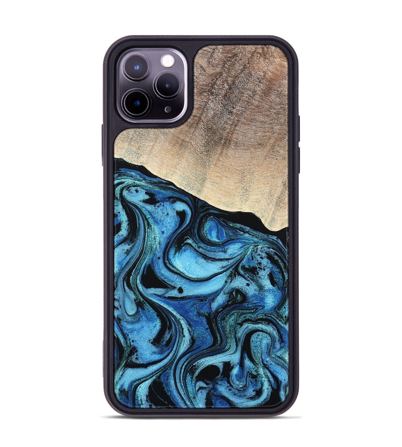 iPhone 11 Pro Max Wood Phone Case - Elza (Blue, 801735)