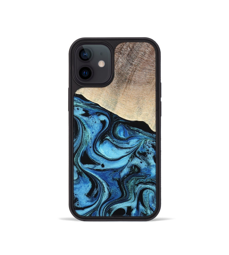 iPhone 12 mini Wood Phone Case - Elza (Blue, 801735)