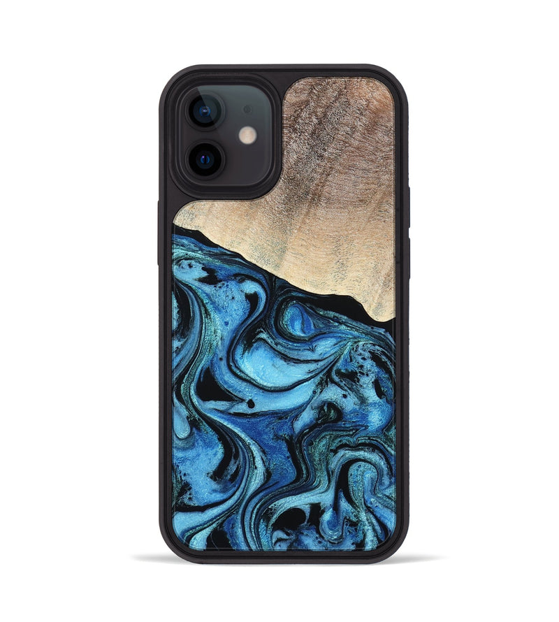 iPhone 12 Wood Phone Case - Elza (Blue, 801735)