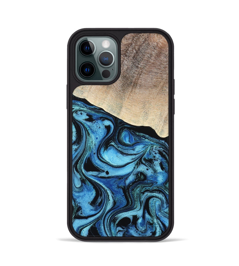 iPhone 12 Pro Wood Phone Case - Elza (Blue, 801735)