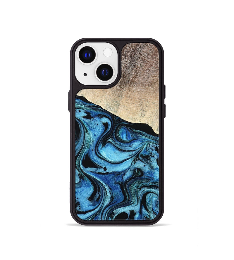 iPhone 13 mini Wood Phone Case - Elza (Blue, 801735)