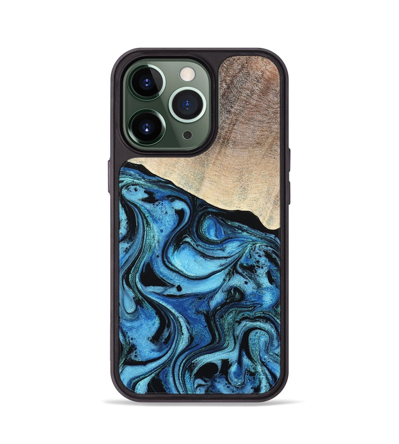 iPhone 13 Pro Wood Phone Case - Elza (Blue, 801735)