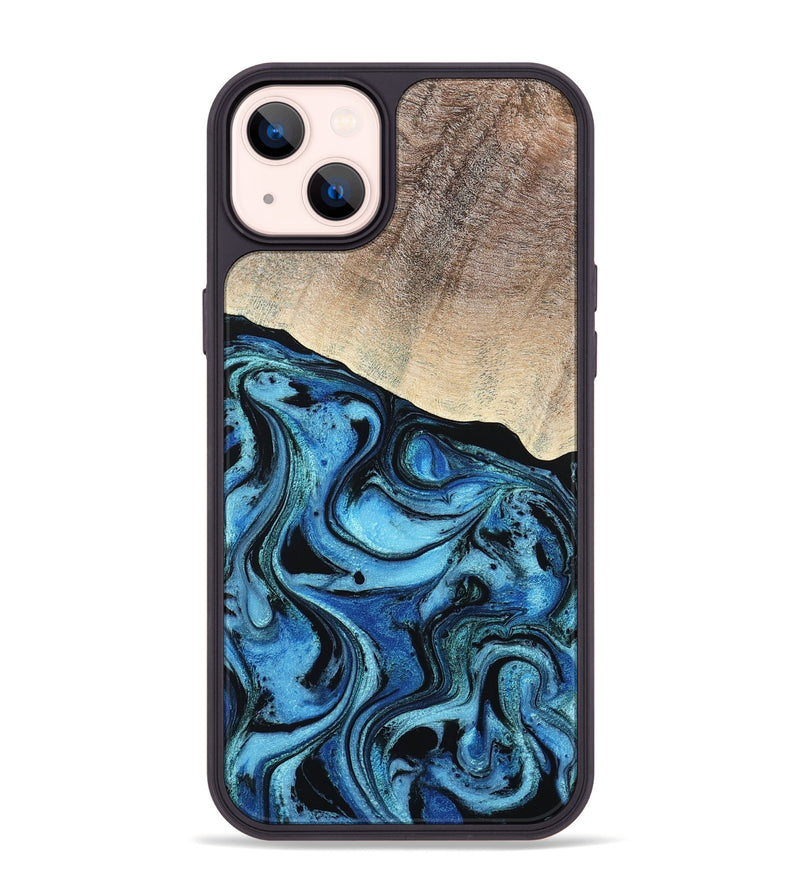 iPhone 14 Plus Wood Phone Case - Elza (Blue, 801735)