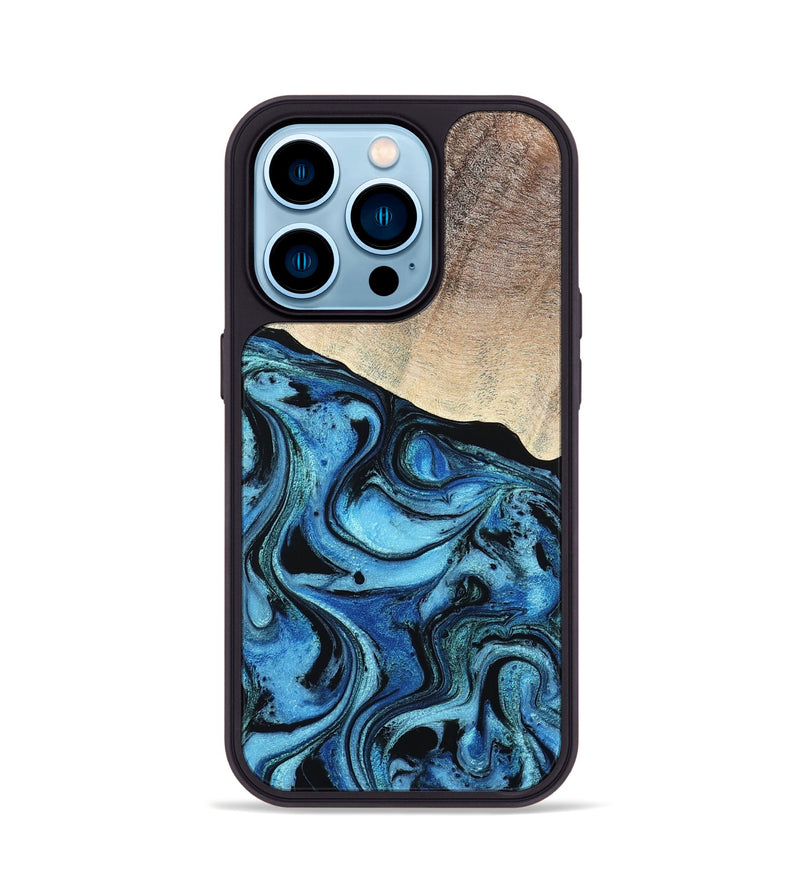 iPhone 14 Pro Wood Phone Case - Elza (Blue, 801735)