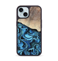 iPhone 15 Wood Phone Case - Elza (Blue, 801735)