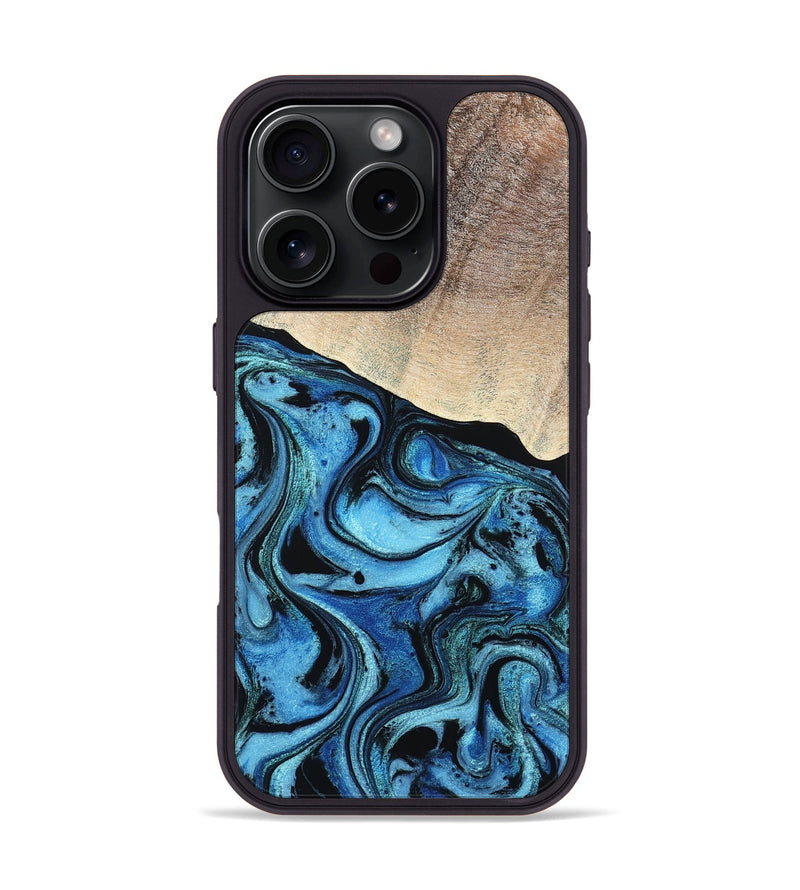 iPhone 16 Pro Wood Phone Case - Elza (Blue, 801735)