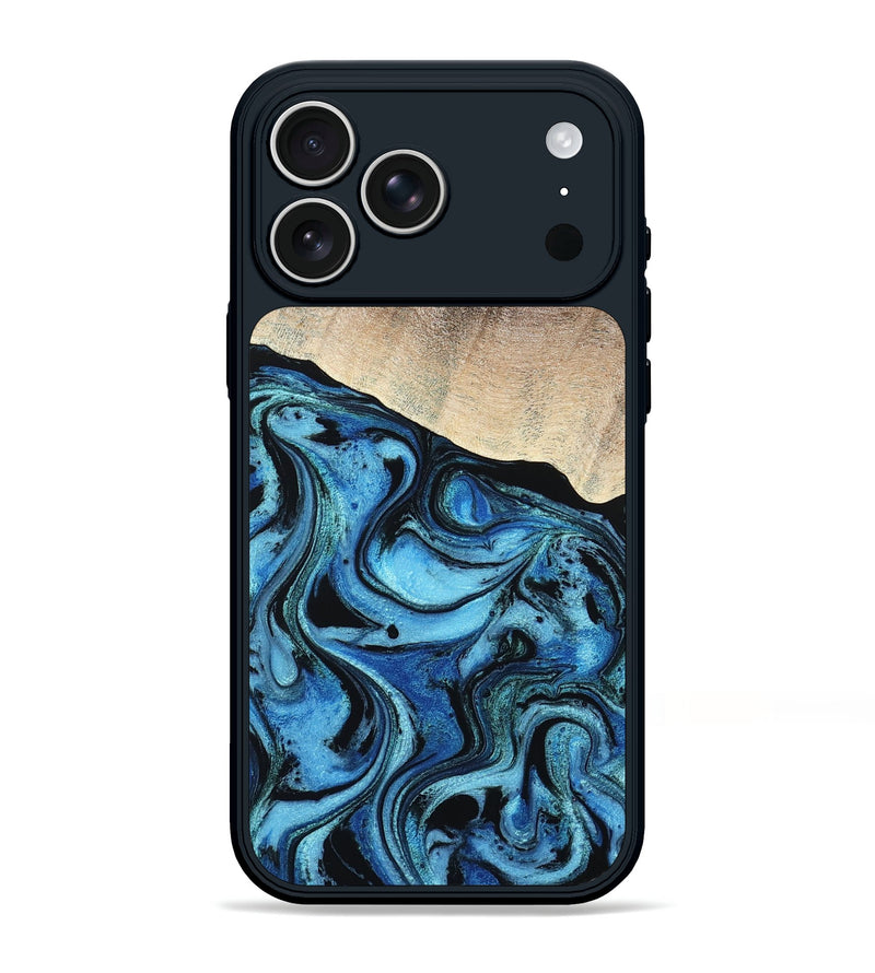iPhone 17 Pro Max Wood Phone Case - Elza (Blue, 801735)