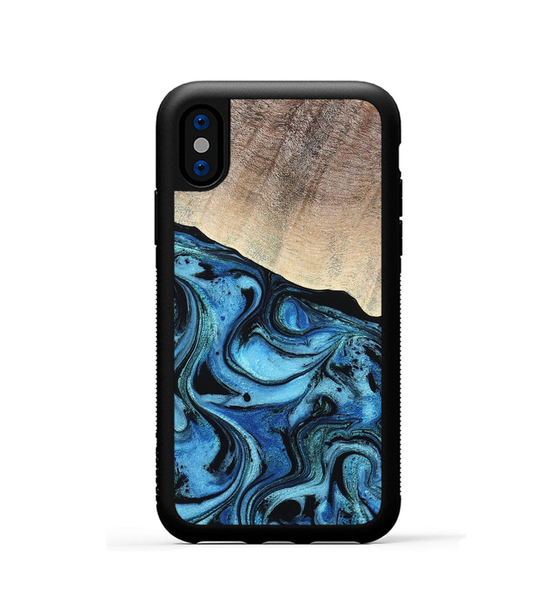 iPhone Xs Wood Phone Case - Elza (Blue, 801735)