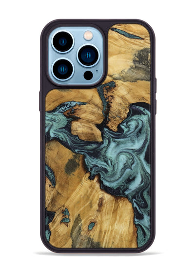 iPhone 14 Pro Max Wood Phone Case - Emmitt (Green, 801736)