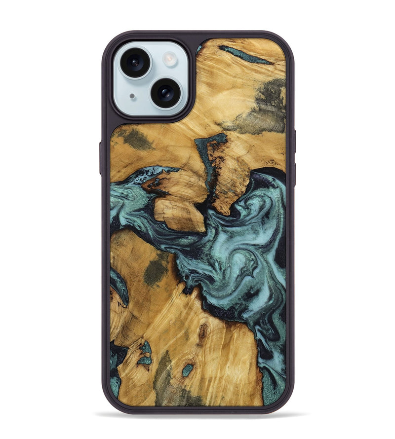 iPhone 15 Plus Wood Phone Case - Emmitt (Green, 801736)