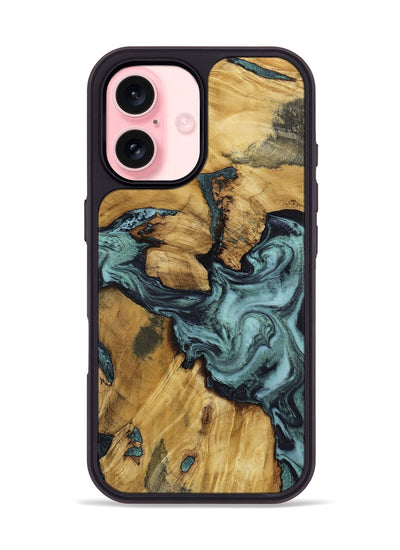 iPhone 16 Wood Phone Case - Emmitt (Green, 801736)