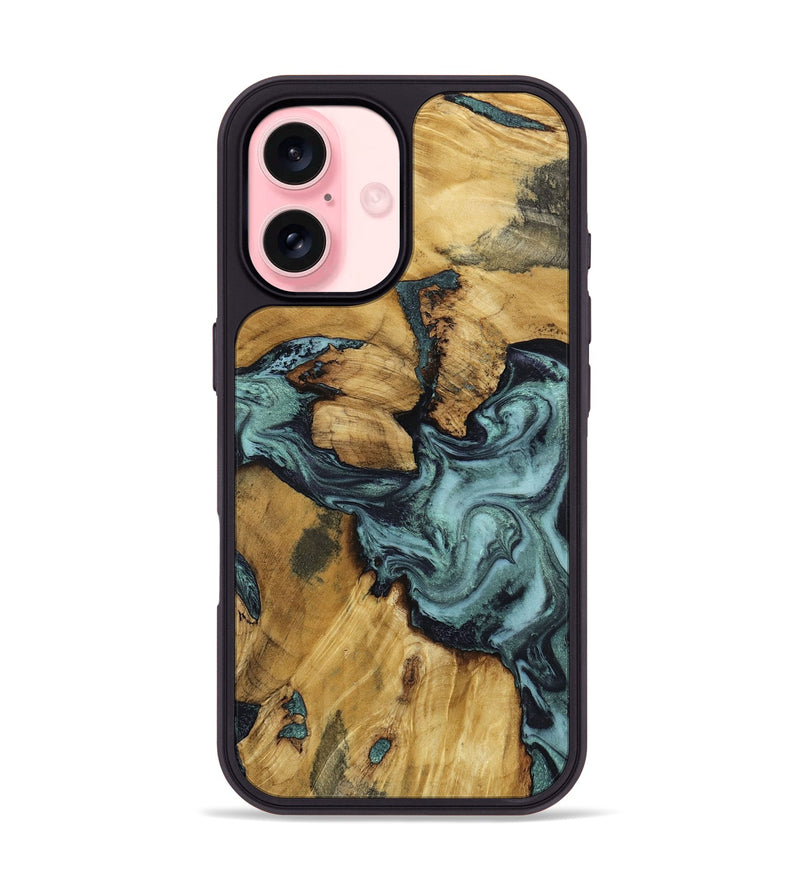iPhone 16 Wood Phone Case - Emmitt (Green, 801736)