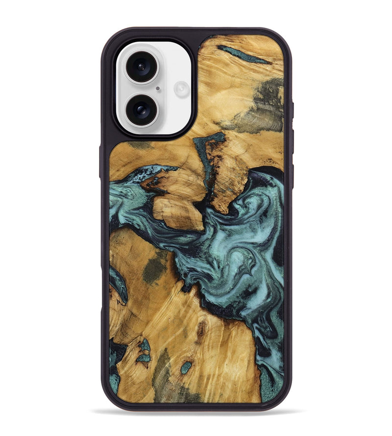 iPhone 16 Plus Wood Phone Case - Emmitt (Green, 801736)