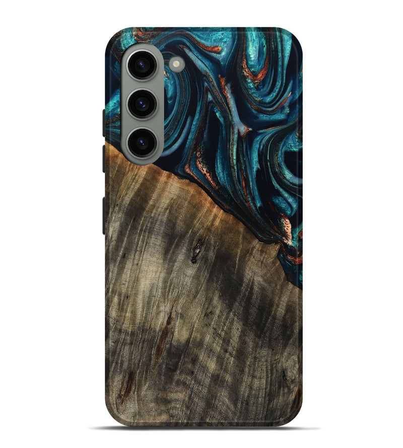 Galaxy S23 Plus Wood Live Edge Phone Case - Pauline (Teal & Gold, 801740)