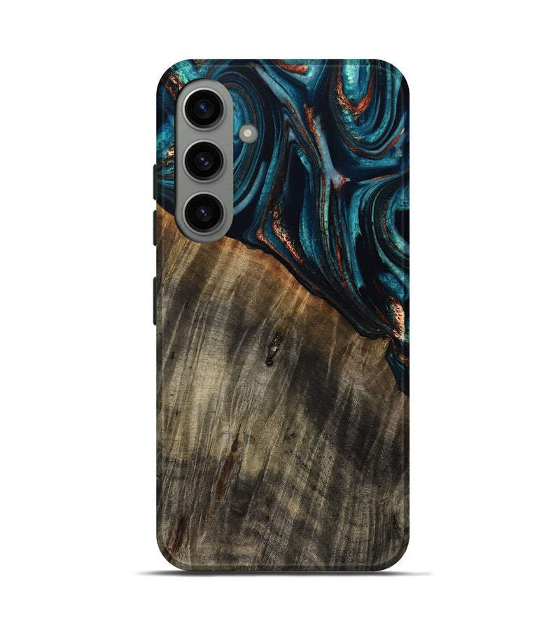 Galaxy S24 Wood Live Edge Phone Case - Pauline (Teal & Gold, 801740)
