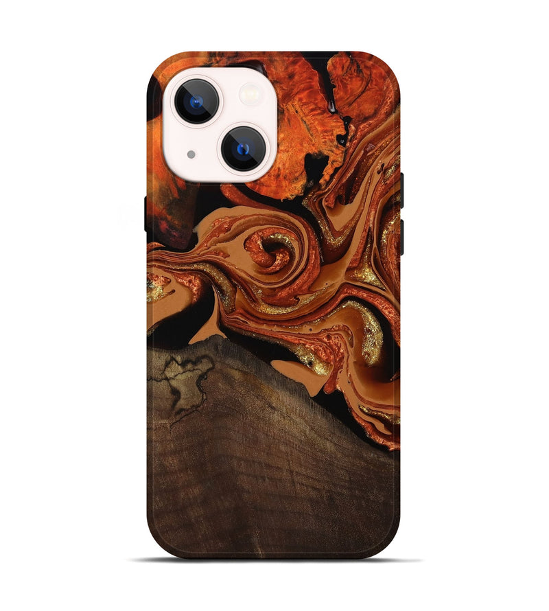 iPhone 14 Wood Live Edge Phone Case - Cyrus (Red, 801741)