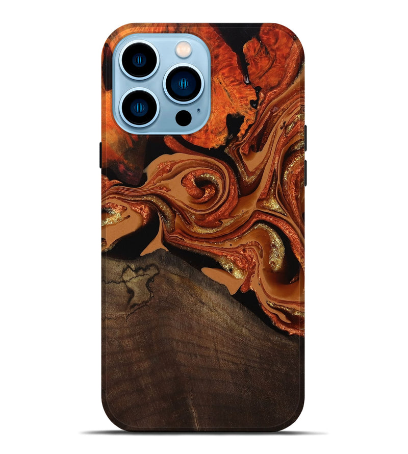 iPhone 14 Pro Max Wood Live Edge Phone Case - Cyrus (Red, 801741)