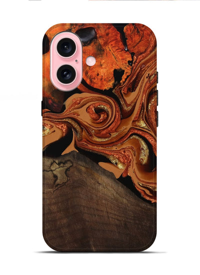 iPhone 16 Wood Live Edge Phone Case - Cyrus (Red, 801741)