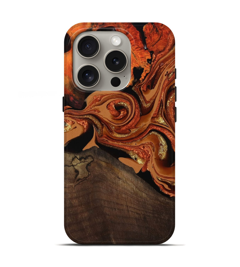 iPhone 16 Pro Wood Live Edge Phone Case - Cyrus (Red, 801741)