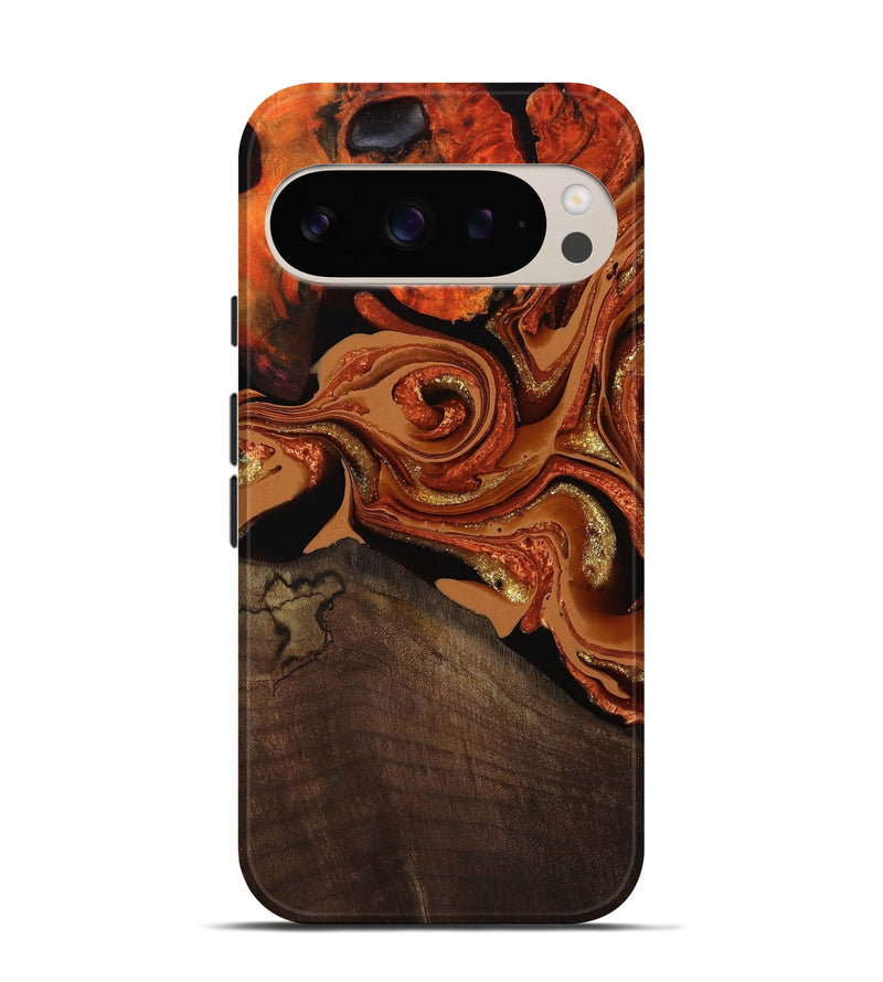 Pixel 9 Wood Live Edge Phone Case - Cyrus (Red, 801741)