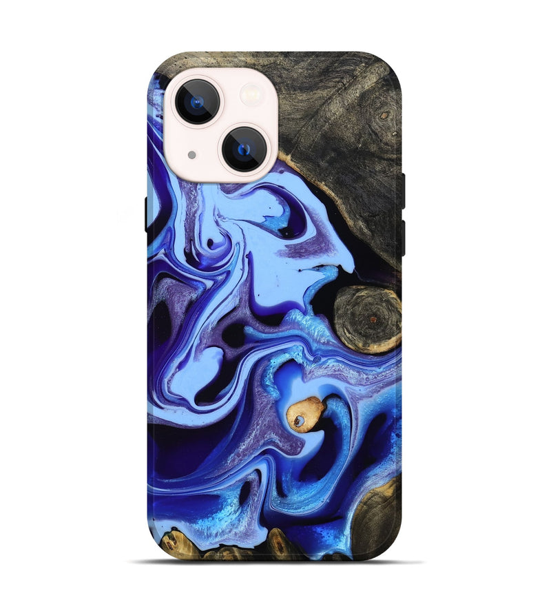 iPhone 14 Wood Live Edge Phone Case - Katia (Blue, 801742)
